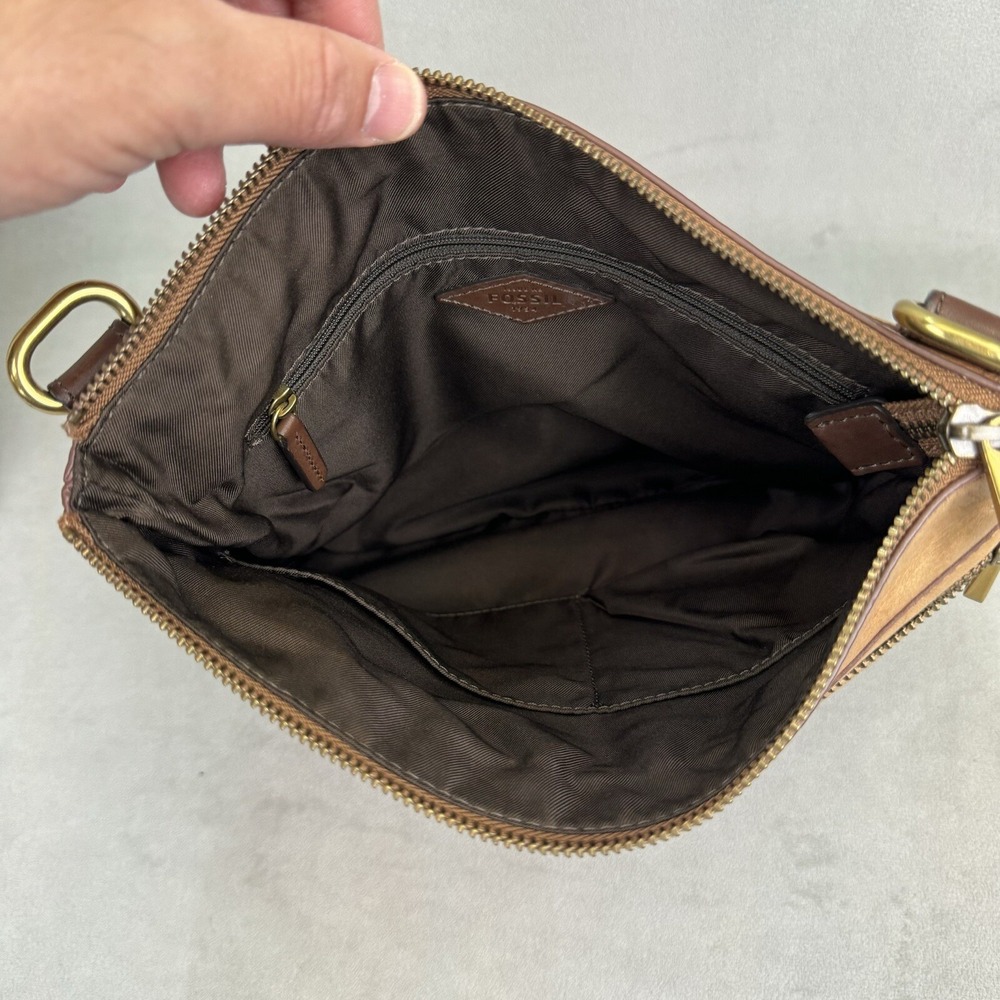Vintage Fossil Explorer  Brown Pebbled soft Leather Shoulder Bag *NO STRAP* - Picture 5 of 14